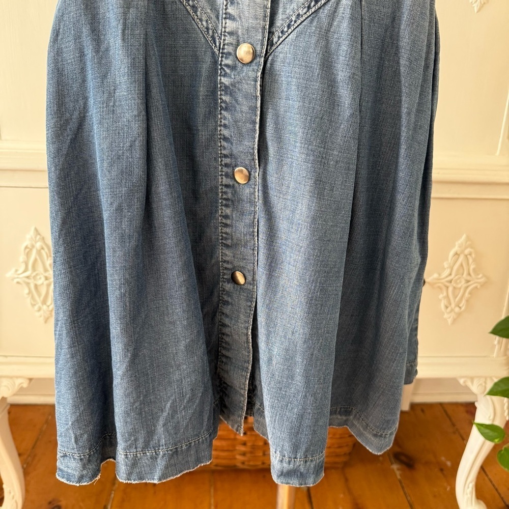 Oli & Hali Bubble Sleeve Tencel 
Chambray Denim Mini Shirt Dress - Picture 4 of 11